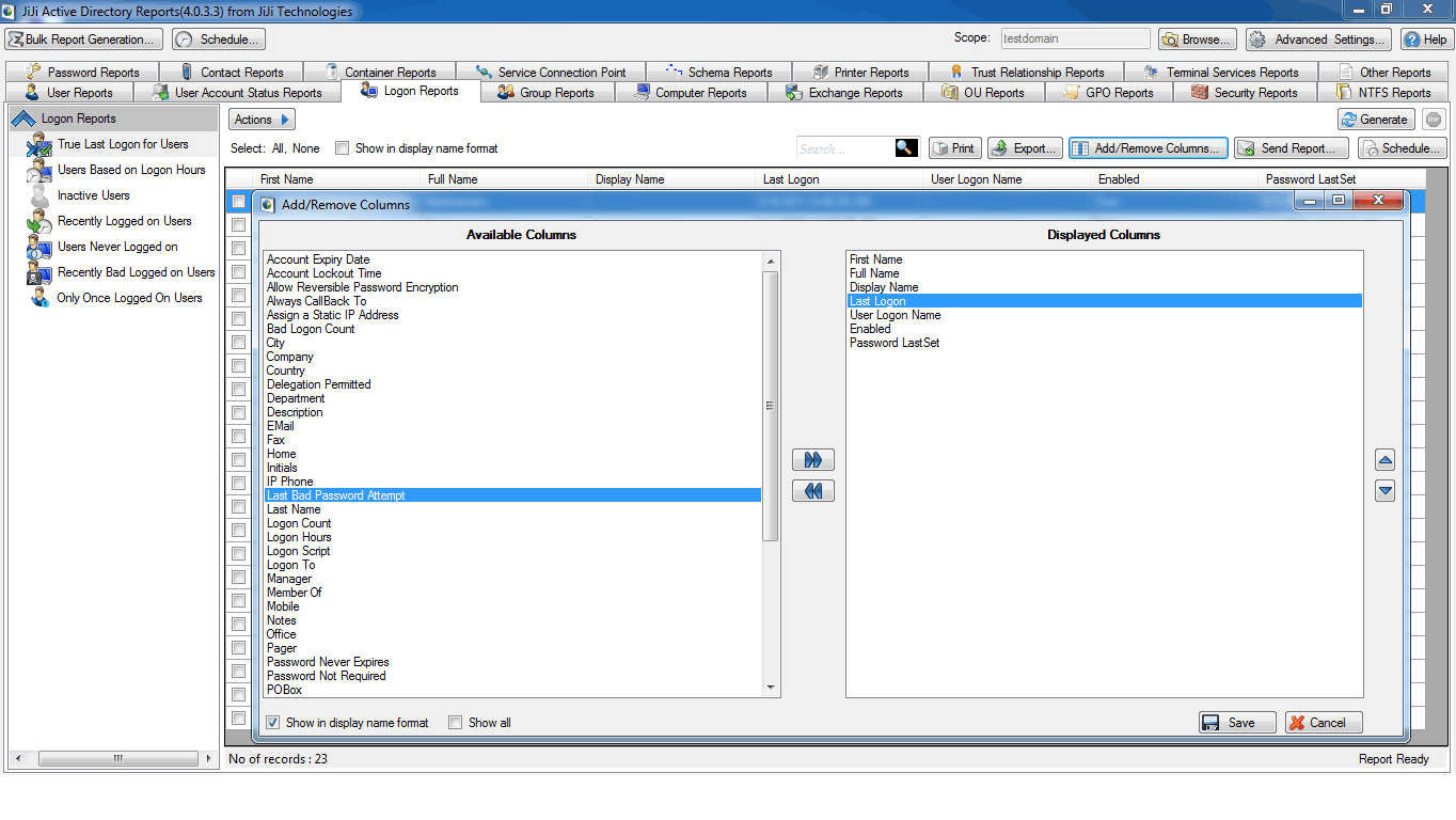 Active Directory last Logon Time Stamp